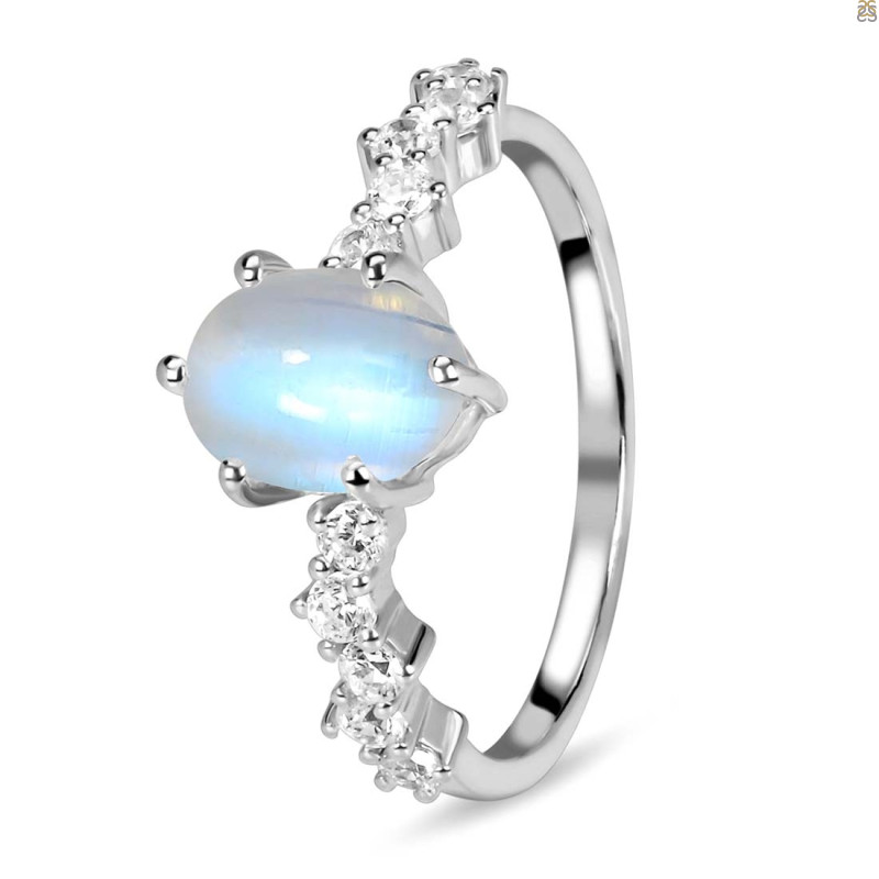 Moonstone & White Topaz Ring