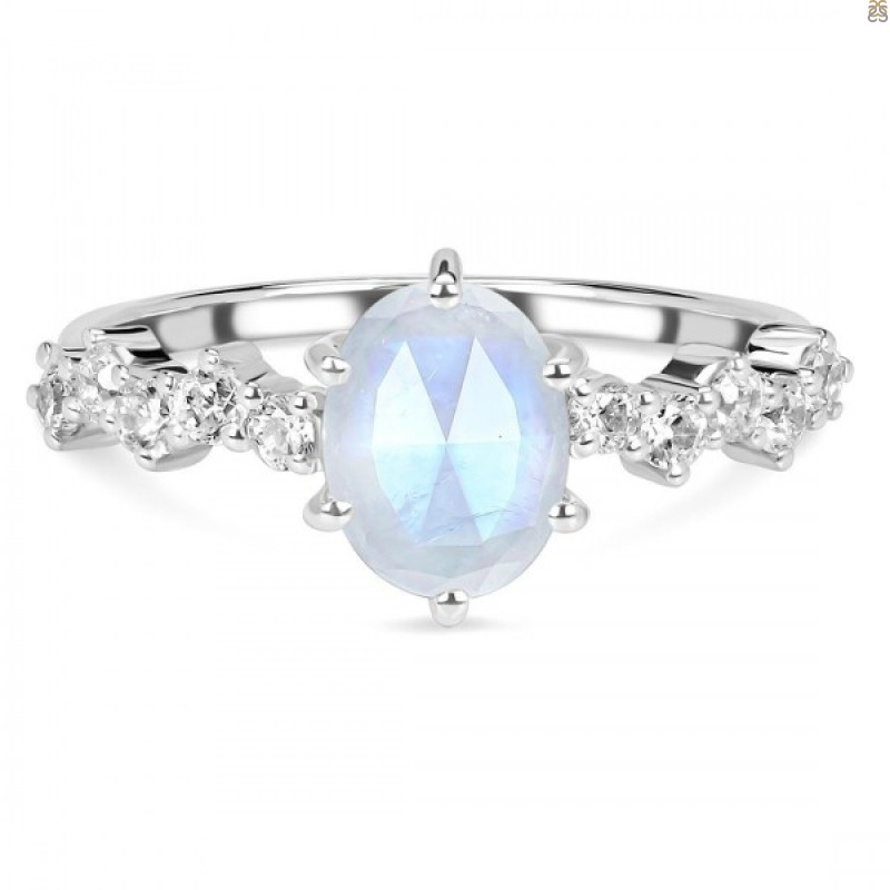 Moonstone & White Topaz Ring RBM-RDR-2241-ROSECUT.