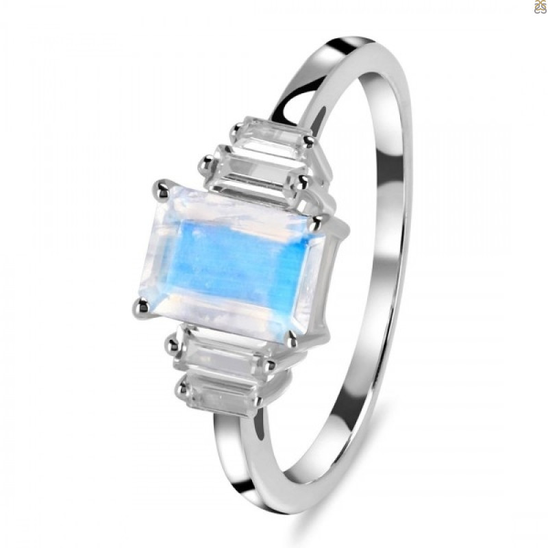 Moonstone & White Topaz Ring