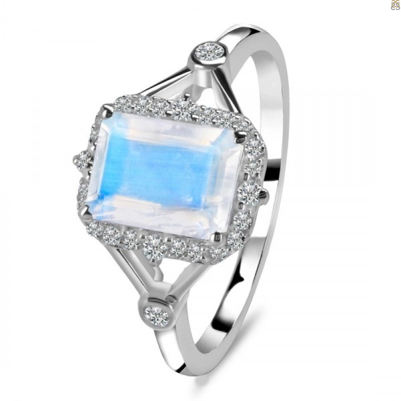 Moonstone & White Topaz Ring