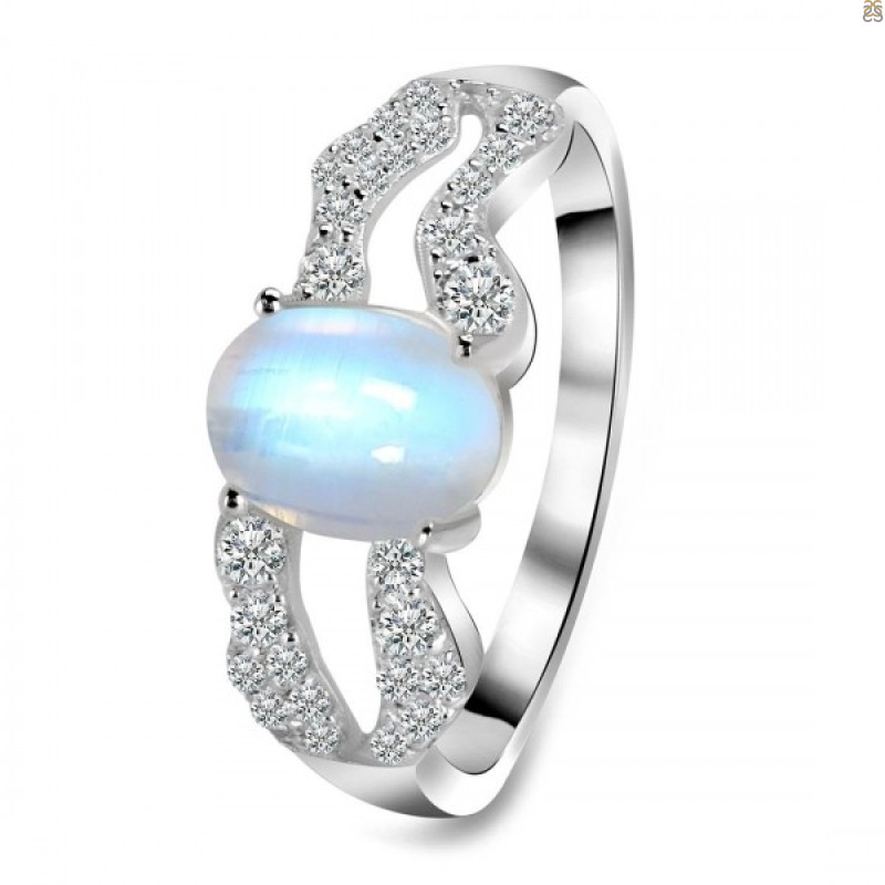 Moonstone & White Topaz Ring