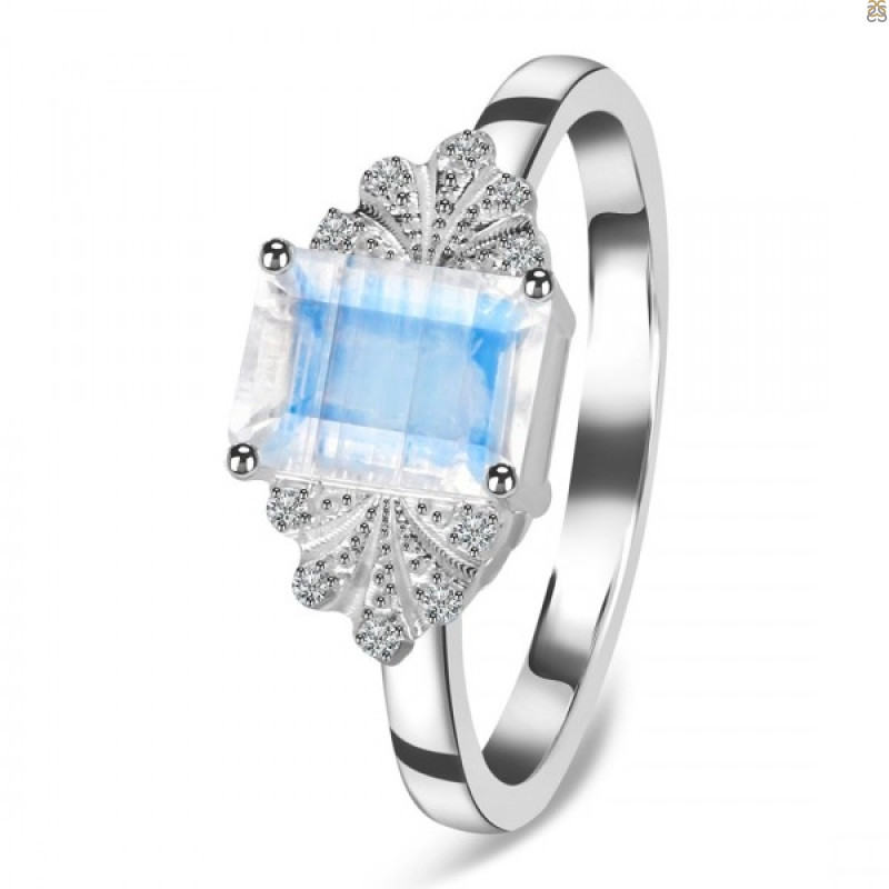 Moonstone & White Topaz Ring