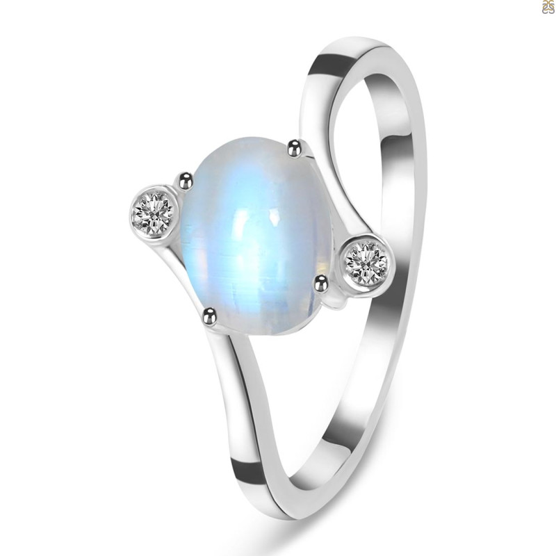 Moonstone & White Topaz Ring