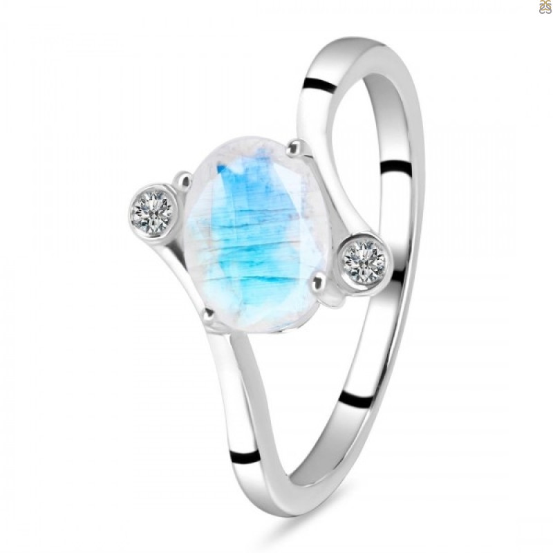 Moonstone & White Topaz Ring