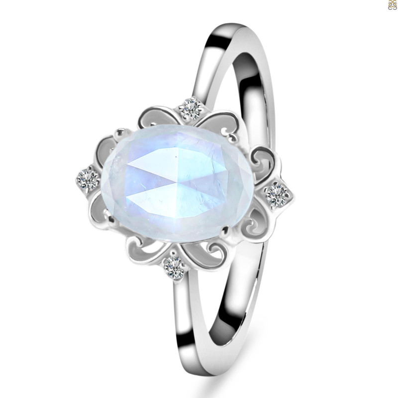 Moonstone & White Topaz Ring