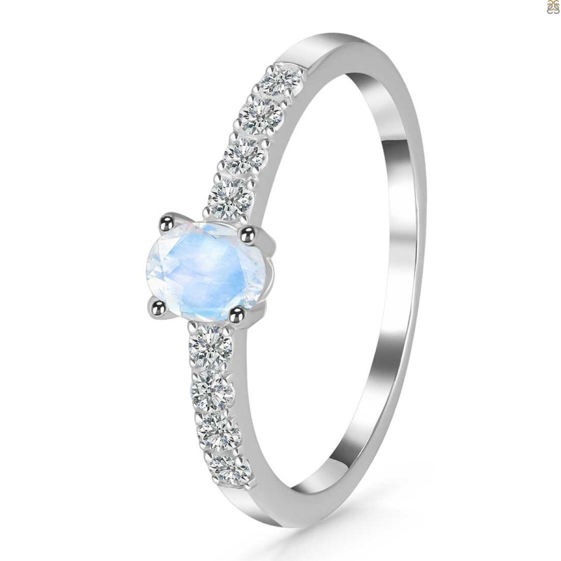Moonstone & White Topaz Ring