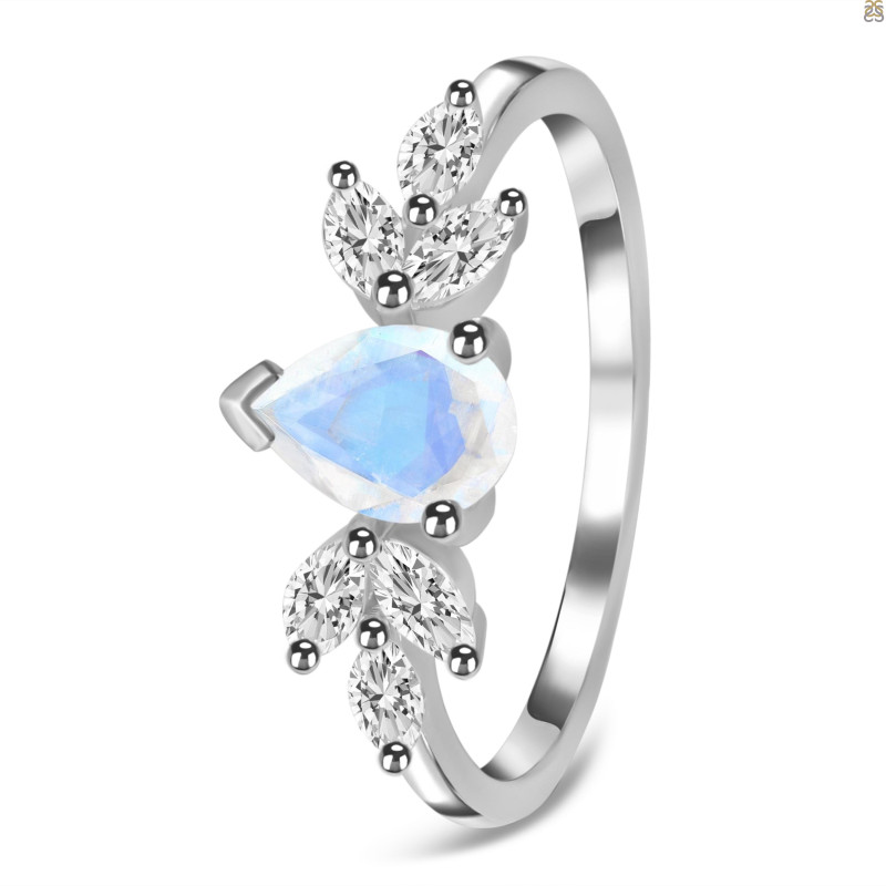 Moonstone & White Topaz Ring
