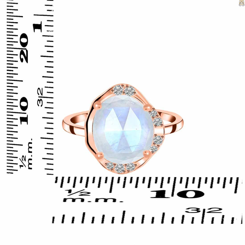 Moonstone & White Topaz Ring RBM-RDR-2558-ROSECUT.