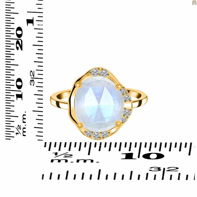 Moonstone & White Topaz Ring RBM-RDR-2558-ROSECUT.