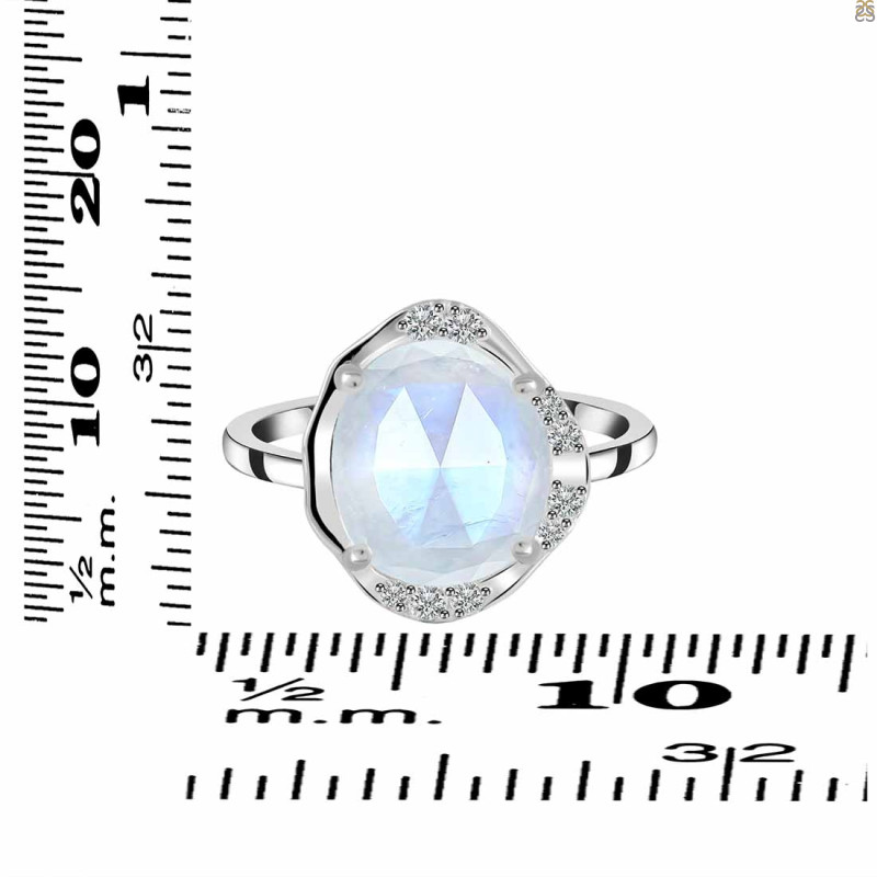 Moonstone & White Topaz Ring RBM-RDR-2558-ROSECUT.