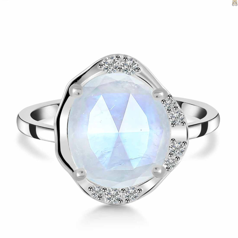 Moonstone & White Topaz Ring RBM-RDR-2558-ROSECUT.