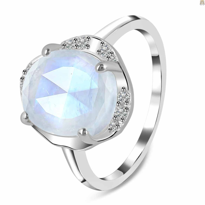 Moonstone & White Topaz Ring