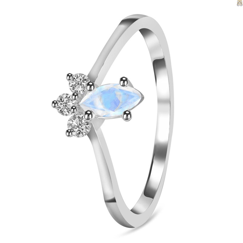 Moonstone & White Topaz Ring