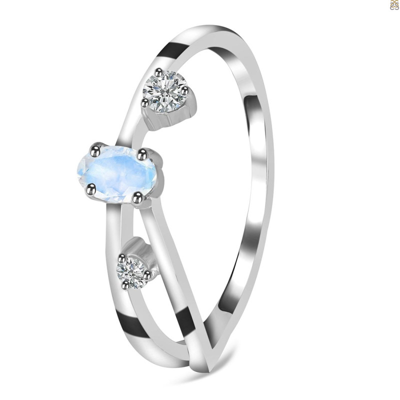 Moonstone & White Topaz Ring