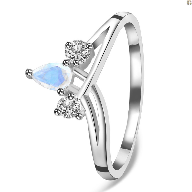 Moonstone & White Topaz Ring