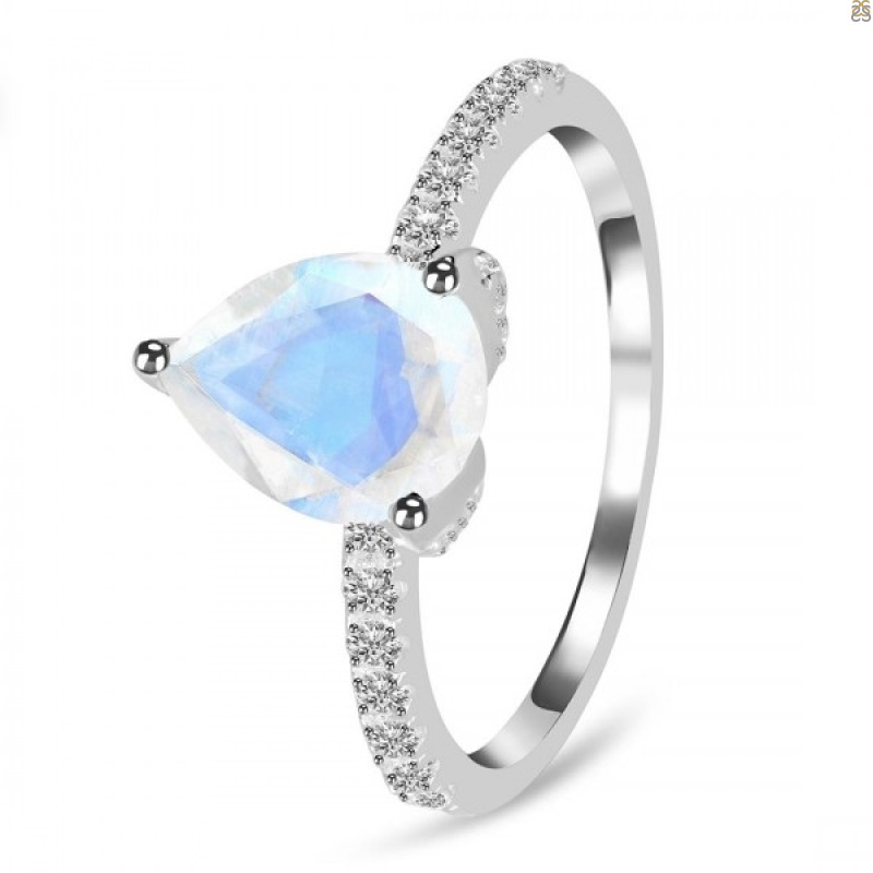 Moonstone & White Topaz Ring
