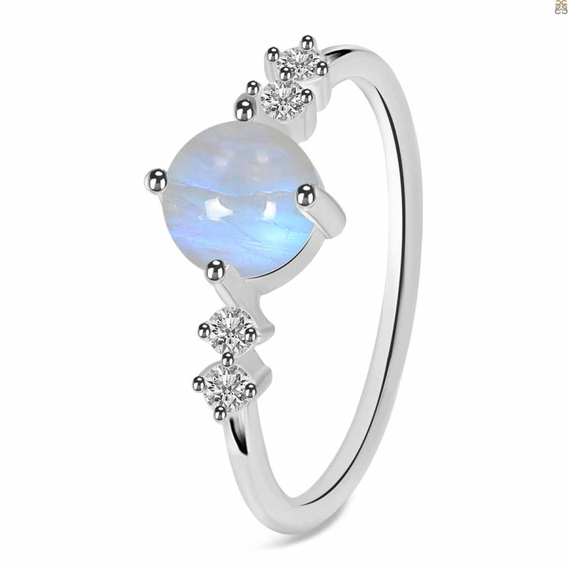 Moonstone & White Topaz Ring