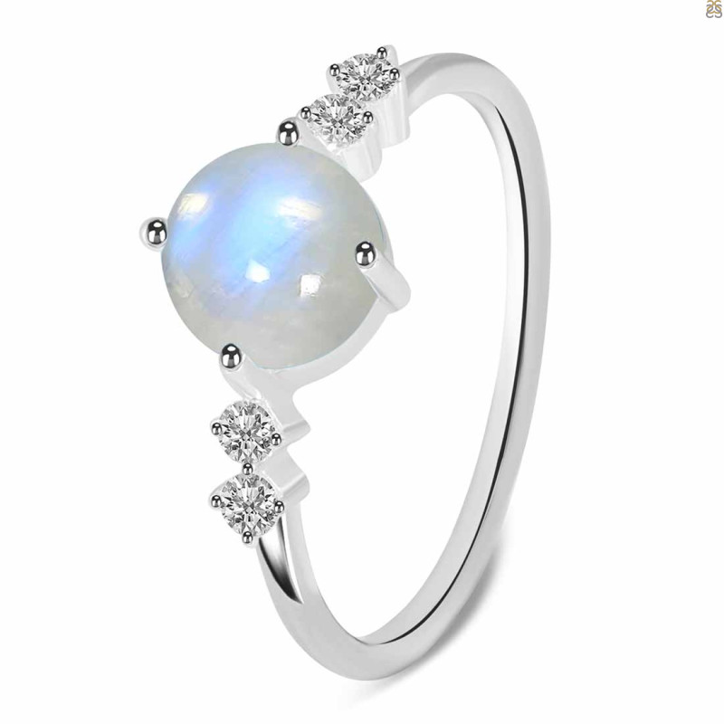 Moonstone & White Topaz Ring