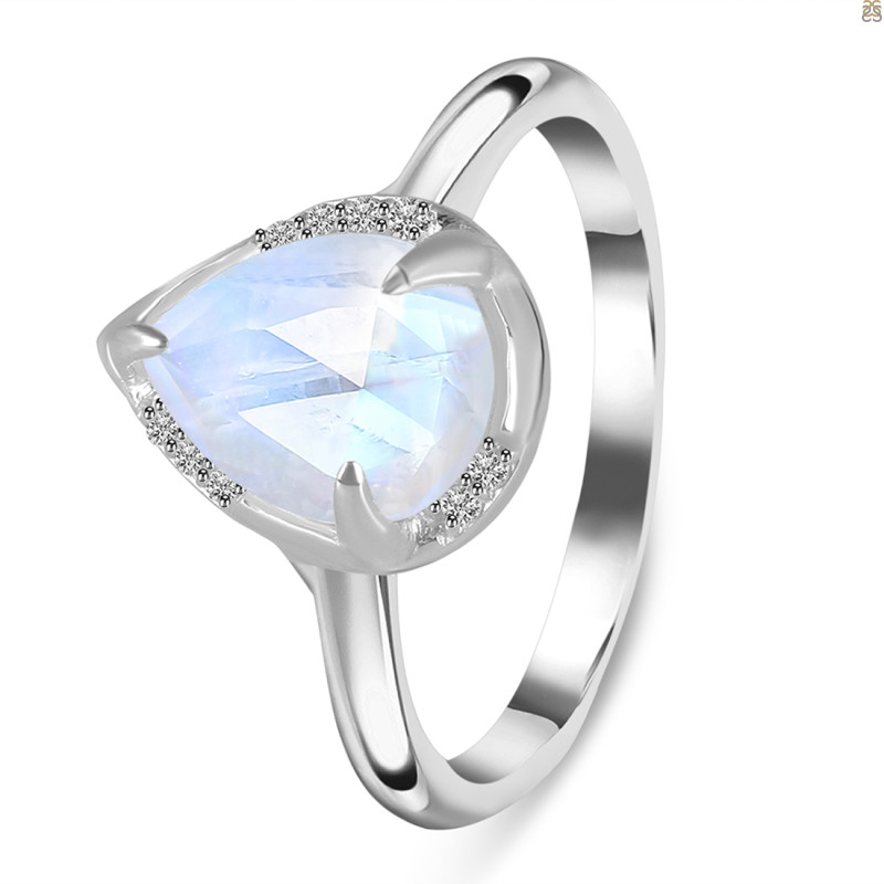 Moonstone & White Topaz Ring