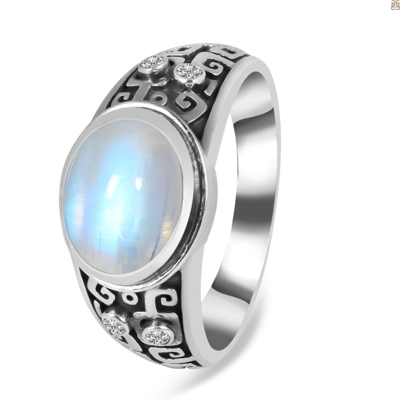 Moonstone & White Topaz Ring