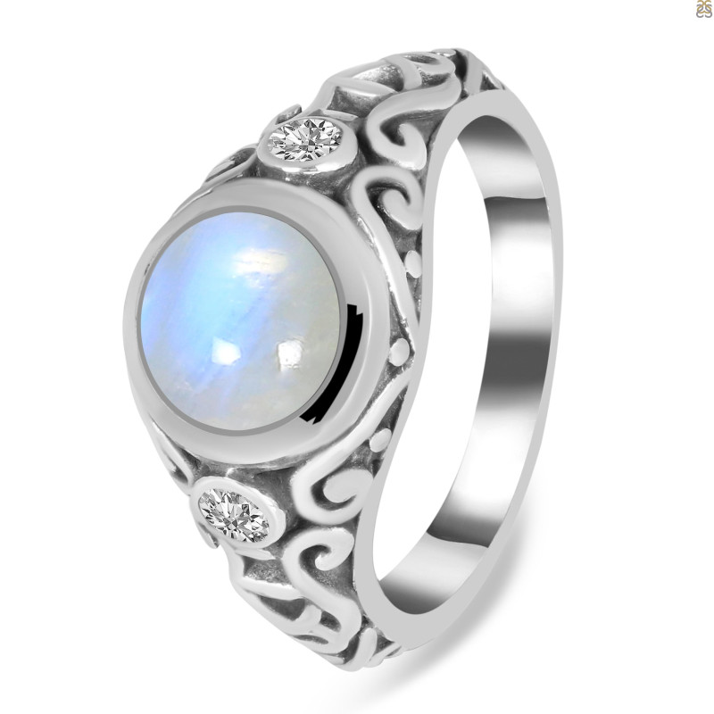 Moonstone & White Topaz Ring