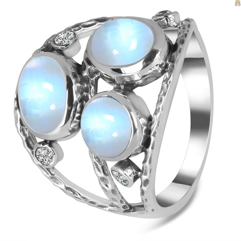 Moonstone & White Topaz Ring