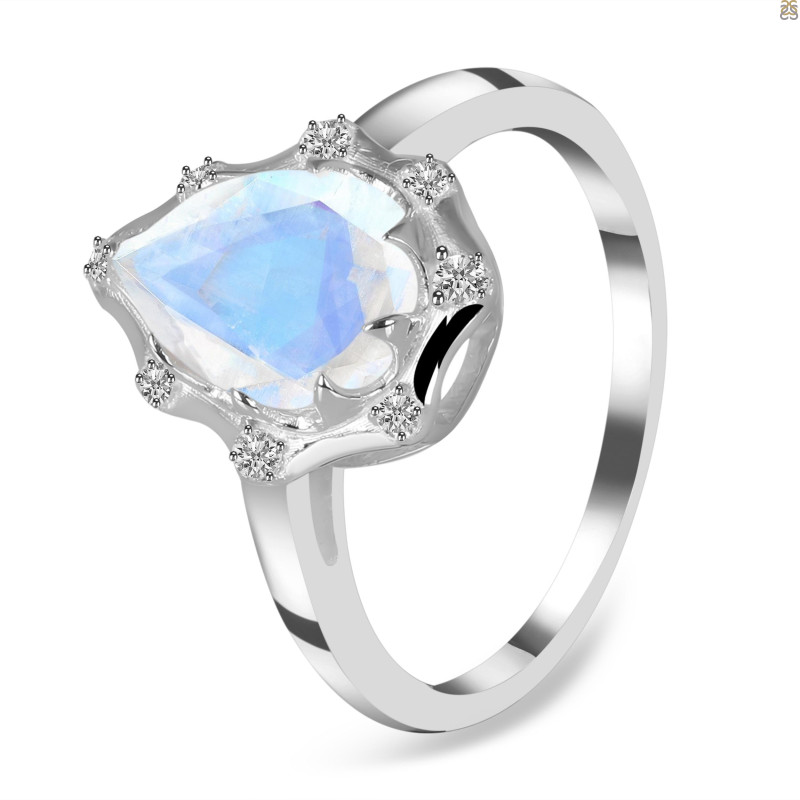 Moonstone & White Topaz Ring