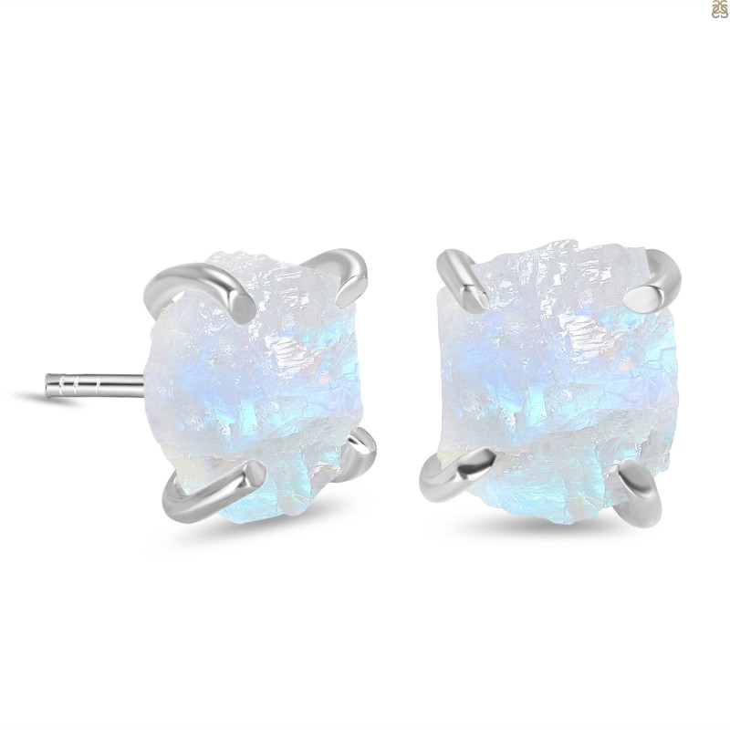 Moonstone Raw Crystal Stud Earring