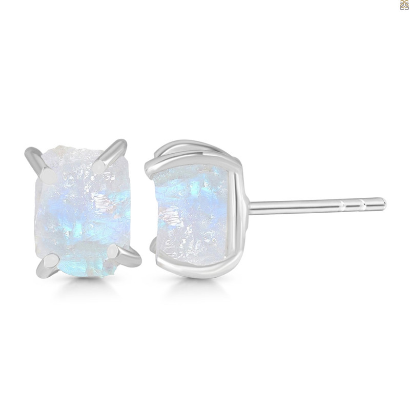 Moonstone Raw Crystal Stud Earring