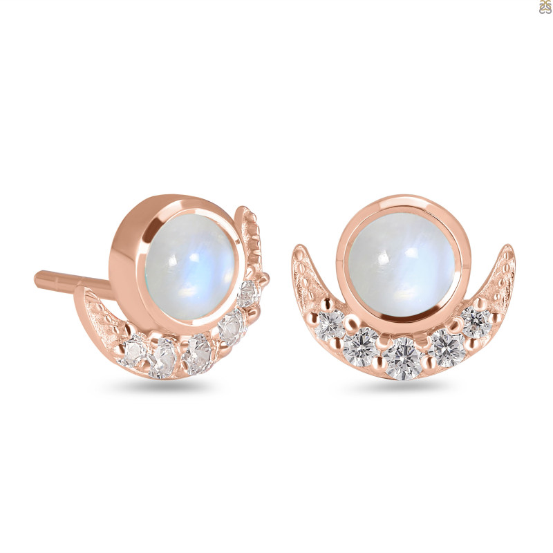 Moonstone & White Topaz Stud Earring RBM-RE-4.
