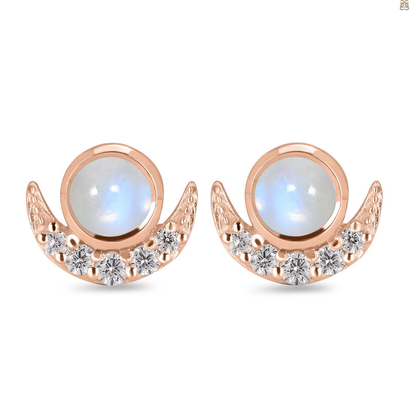 Moonstone & White Topaz Stud Earring RBM-RE-4.