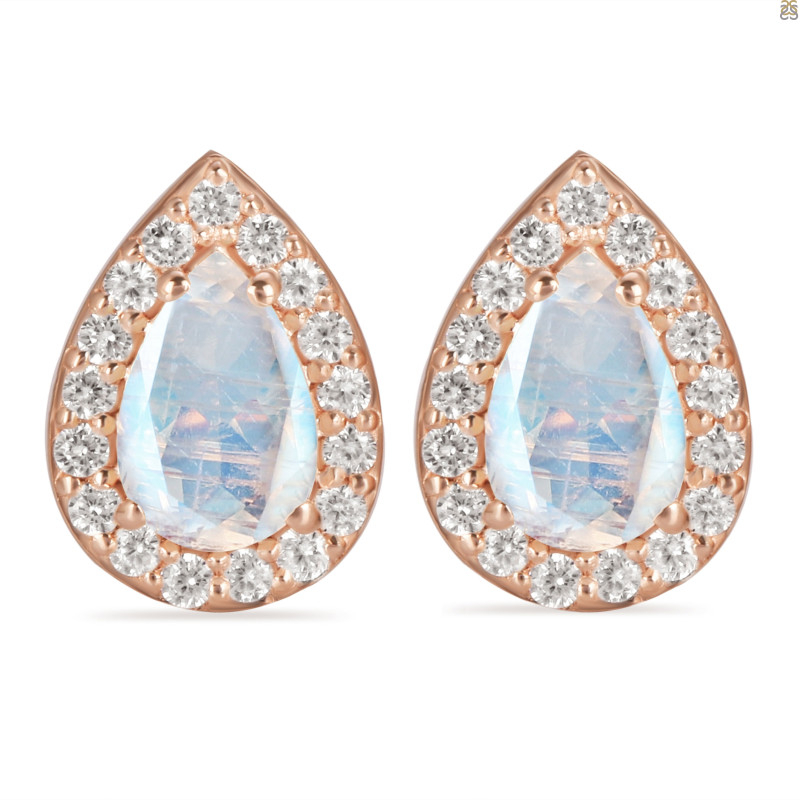 Moonstone & White Topaz Stud Earring RBM-RE-52.