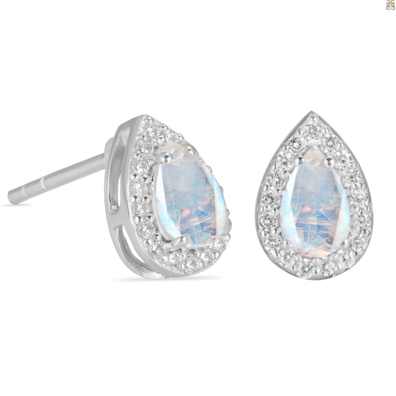 Moonstone & White Topaz Stud Earring