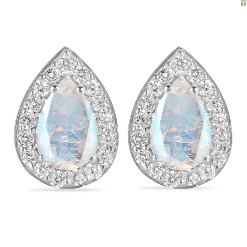 Moonstone & White Topaz Stud Earring RBM-RE-52.