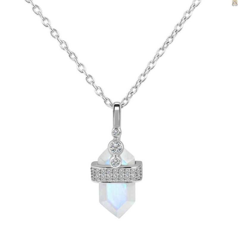 Moonstone & White Topaz Necklace RBM-RN-91.