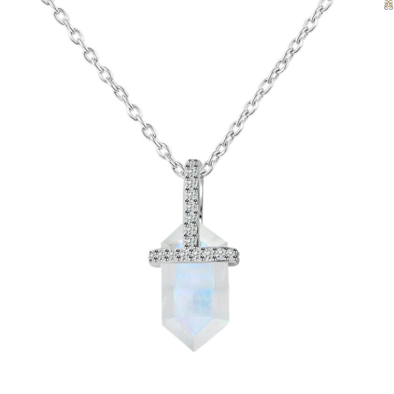 Moonstone & White Topaz Necklace RBM-RN-92.