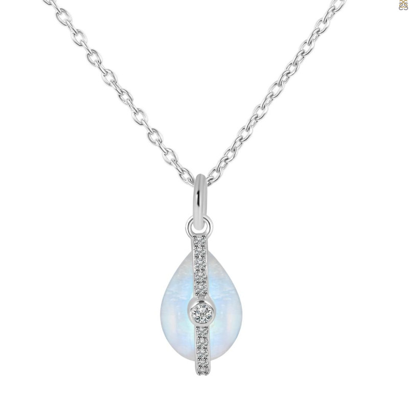 Moonstone & White Topaz Necklace RBM-RN-93.