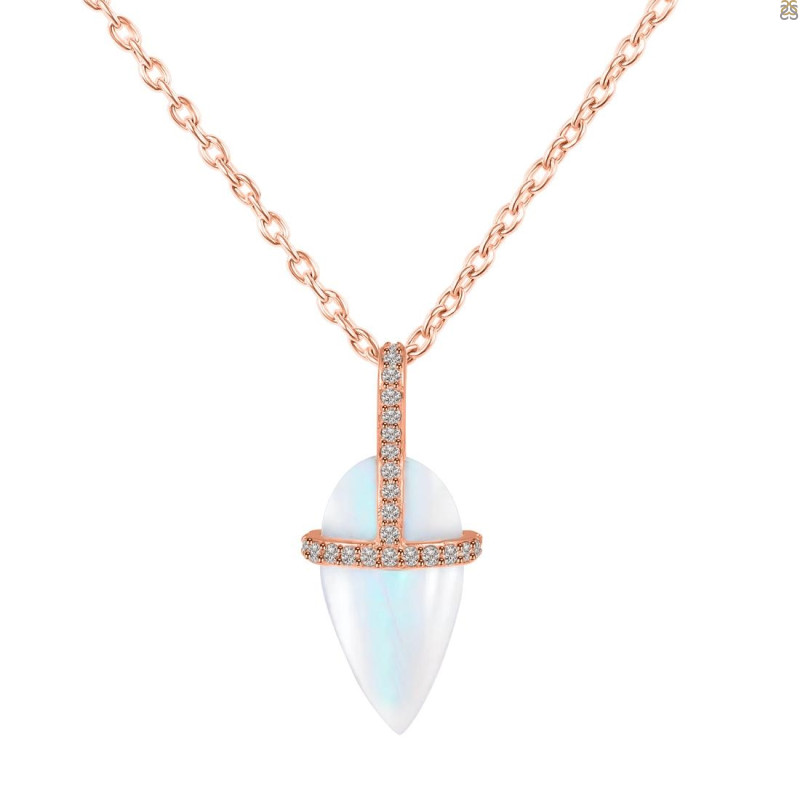 Moonstone & White Topaz Necklace RBM-RN-95.