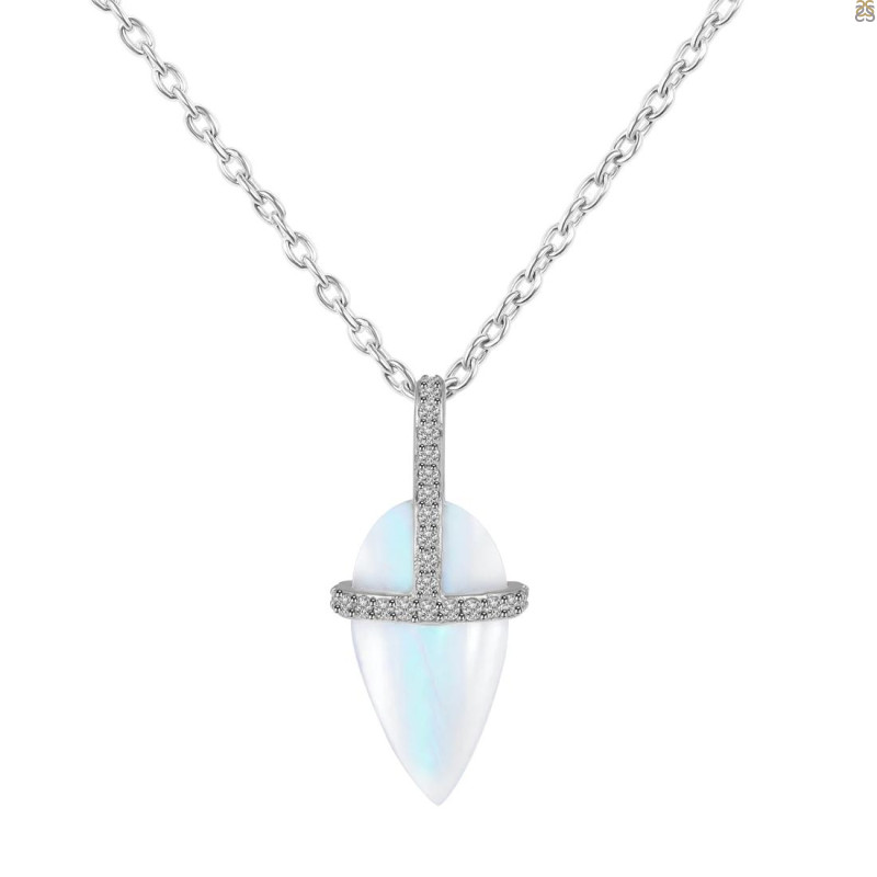 Moonstone & White Topaz Necklace RBM-RN-95.