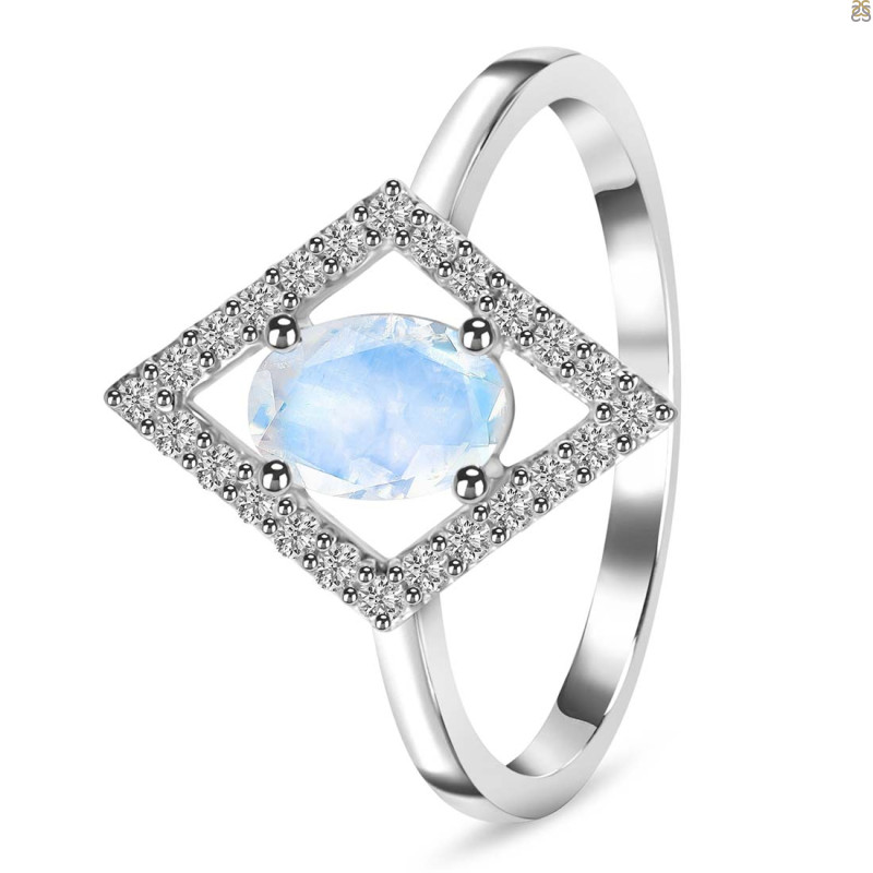Moonstone & White Topaz Ring