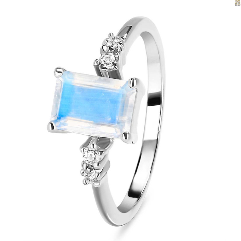 Moonstone & White Topaz Ring