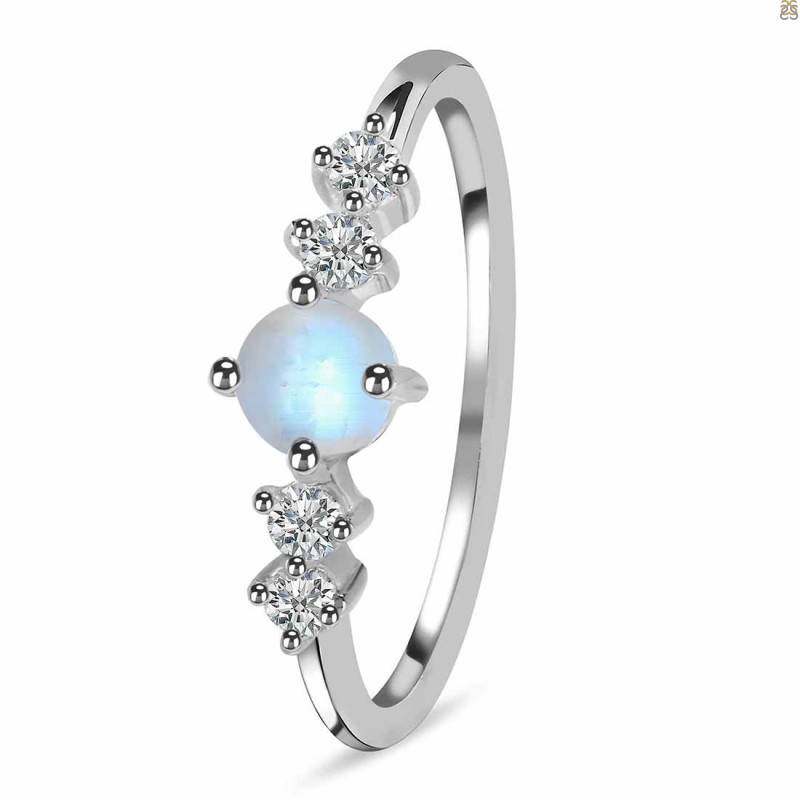 Moonstone & White Topaz Ring