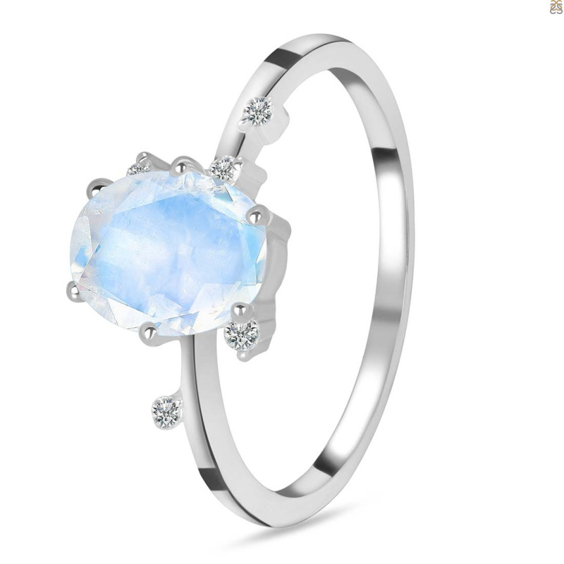 Moonstone & White Topaz Ring