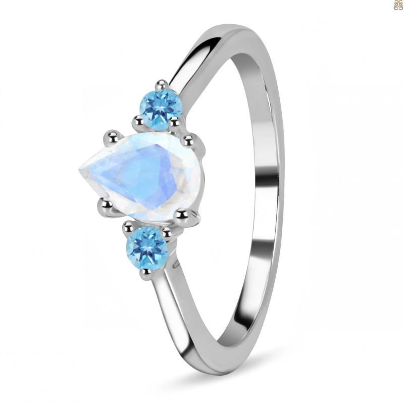 Moonstone & Blue Topaz Ring
