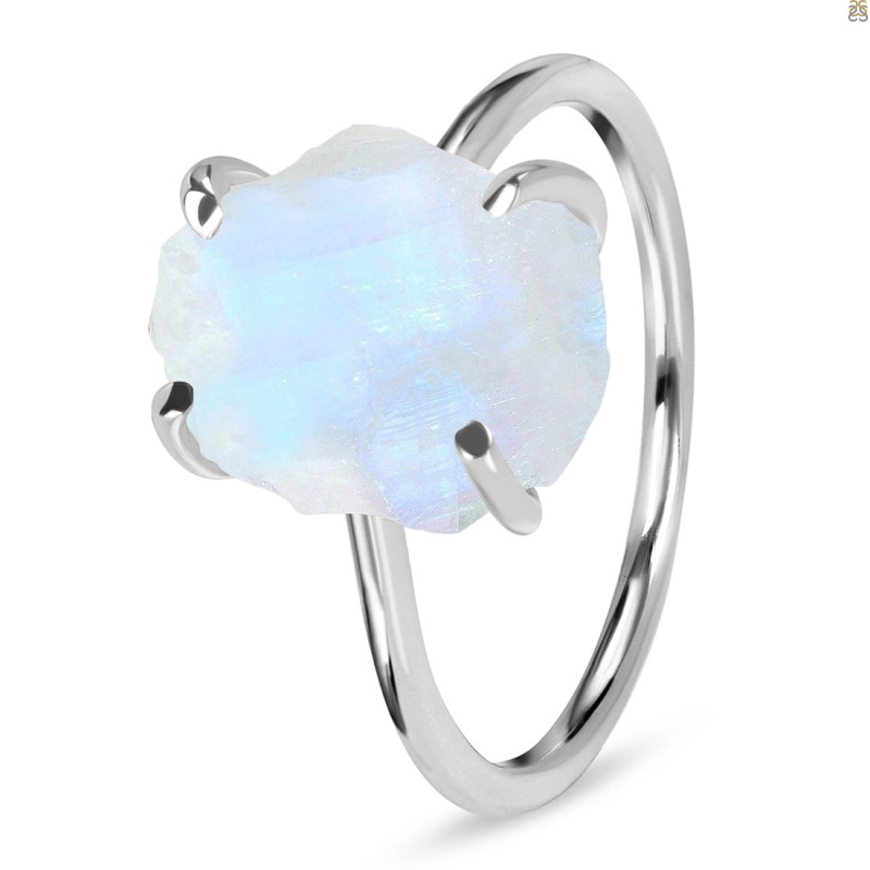Moonstone Raw Crystal Ring