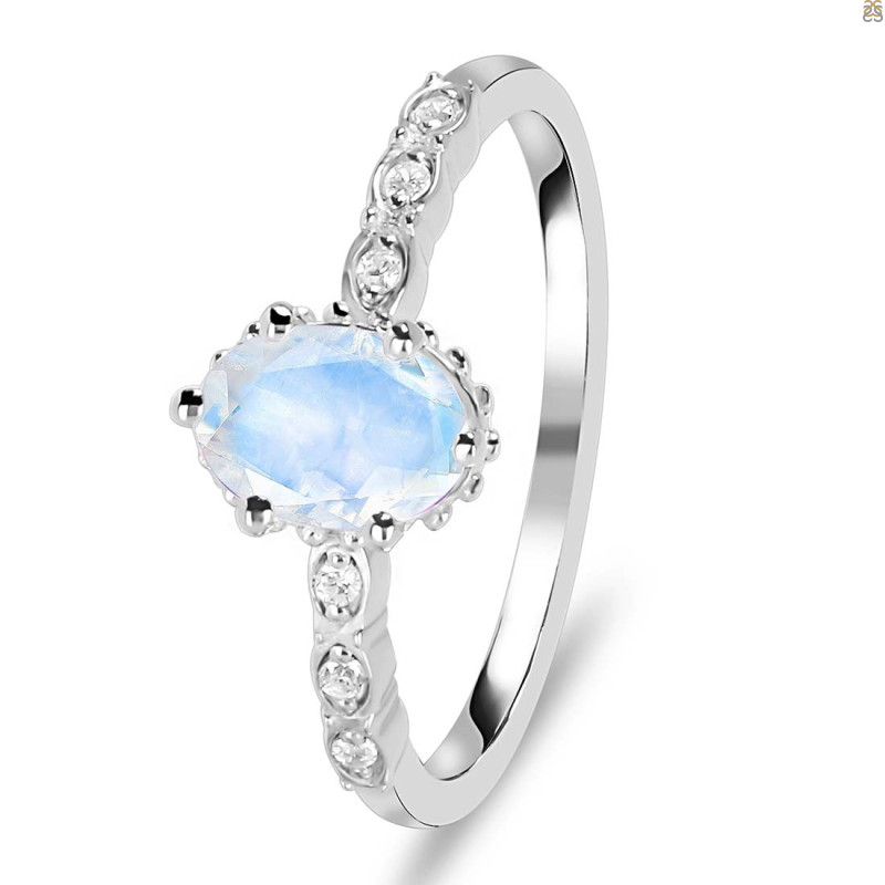 Moonstone & White Topaz Ring
