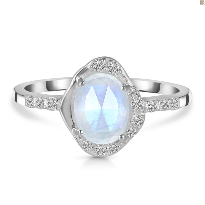 Moonstone & White Topaz Ring RBM-RR-359-ROSECUT.