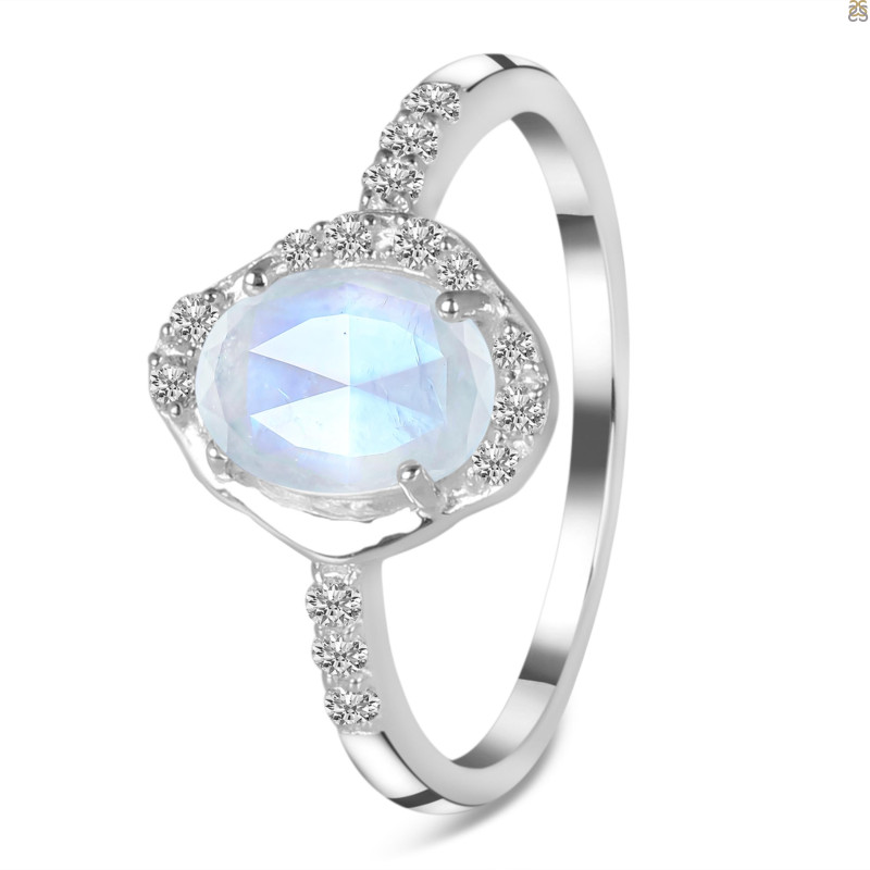 Moonstone & White Topaz Ring