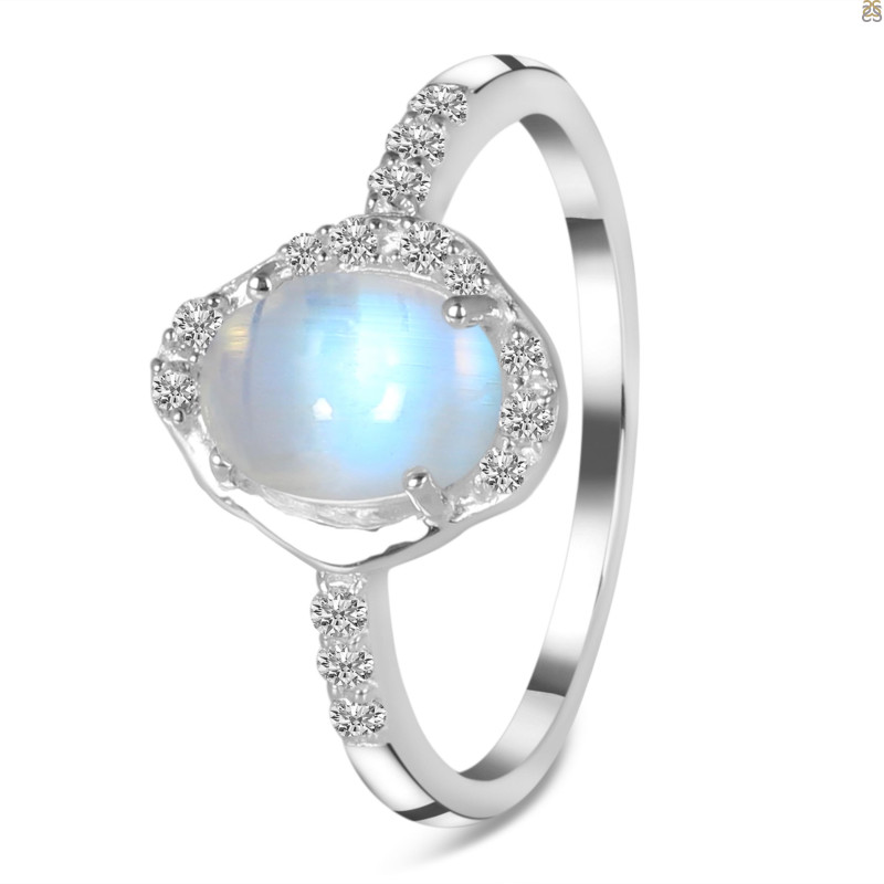 Moonstone & White Topaz Ring
