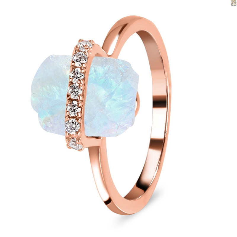 Moonstone Raw Crystal & White Topaz Ring RBM-RR-381.